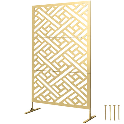 Metal Outdoor Privacy Screen, Freestanding Outdoor Divider with Stand, 79