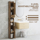 Narrow Bathroom Cabinet, Tall Bathroom Storage Cabinet with Barn Doors, Drawer and Adjustable Shelves