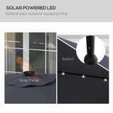 Solar Patio Umbrella with LED and Tilt, Outdoor Market Table Umbrella Parasol with Crank, 10 x 10 ft