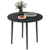 Folding Dining Table, Round Drop Leaf Kitchen Table for Small Spaces with Wood Legs