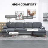 U Shape Couch with Double Chaise Lounge, Modern 4 Seater Sofa with Wooden Legs, Fabric Sofa for Living Room
