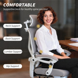 Mesh Desk Chair with Adjustable Headrest, Reclining Ergonomic Office Chair with Footrest