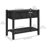 Jardinière surélevée en bois, bac de plantation avec tablette de rangement, 34
