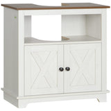 Farmhouse Bathroom Sink Cabinet, Pedestal Sink Storage Cabinet with Double Doors and Shelves