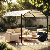 10' x 10' Outdoor Pergola with UV30+ Canopy Galvanized Steel Frame Sun Shade with Arched Top