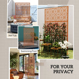 Decorative Outdoor Privacy Panel with Stand, Freestanding Metal Outdoor Divider for Garden