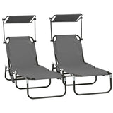 2 chaises longues patio pliantes