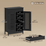 Shoe Cabinet with Louvered Doors, Modern Shoe Storage Cabinet with Drawer and Adjustable Shelves