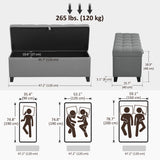 Banc de rangement ottoman, Coffre de rangement en lin 47 pouces pour salon
