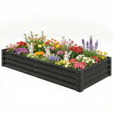6 x 3 x 1ft Galvanized Raised Garden Bed, Reinforced Outdoor Planter Box with Open Bottom