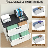 Classeur 2 Tiroirs, Classeur de Rangement de Bureau Style Ferme avec Barres de Suspension Ajustables pour Format Lettre, A4, Légal