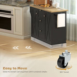 Farmhouse Kitchen Island Cart with Power Outlet and Soft-Close Doors, 49