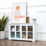 Modern Kitchen Sideboard, Stackable Storage Cabinet, Sliding Glass Door Console