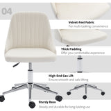 Vanity Chair for Makeup, Velvet Comfy Office Chair with Adjustable Height, Swivel Wheels for Bedroom