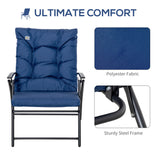 Chaise longue pliante, fauteuil relax tissu rembourré, cadre métallique pour cour