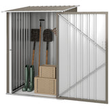 3.3' x 3.4' Lean-to Garden Storage Shed, Outdoor Galvanized Steel Tool House with Lockable Door for Patio