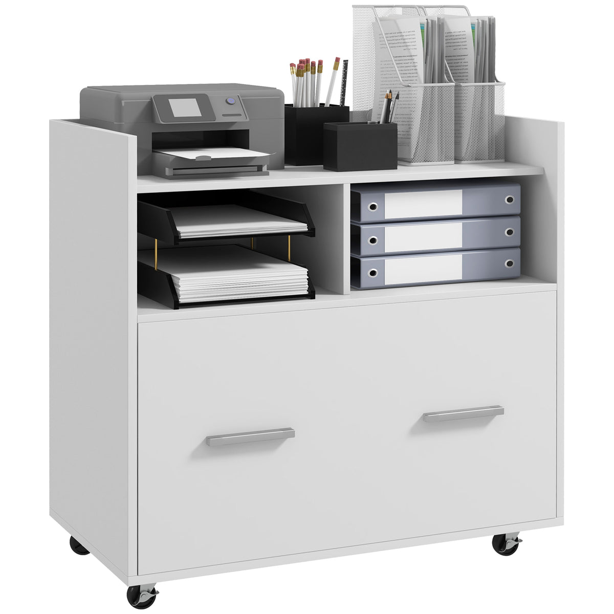 Mobile Filing Cabinet, Rolling File Cabinet with Drawer and Adjustable Hanging Bar for Letter, A4 and Legal Size