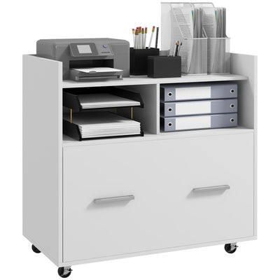 Mobile Filing Cabinet, Rolling File Cabinet with Drawer and Adjustable Hanging Bar for Letter, A4 and Legal Size