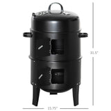 3-in-1 Vertical Charcoal BBQ Smoker, 16
