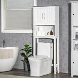 Modern Over The Toilet Storage Cabinet, Double Door Over Toilet Bathroom Organizer with Adjustable Shelf and Open Shelf