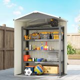 4.5 x 3ft Outdoor Storage Shed, Waterproof Metal Garden Shed with Lockable Door for Backyard