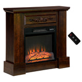 Electric Fireplace with Mantel, Freestanding Heater Corner Firebox with Log Hearth and Remote Control