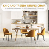 Modern Dining Chairs, Mid-Back Velvet-touch Upholstery Side Chair, Set of 4