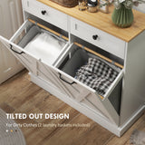 Tilt Out Laundry Cabinet, Bathroom Storage Cabinet with 2 Removable Baskets and 2 Drawers