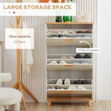 Meuble à chaussures moderne avec 3 tiroirs basculants et étagère réglable, armoire de rangement pour 12 paires de chaussures pour l'entrée