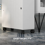 Bathroom Storage Cabinet, Bathroom Cabinet with 4 Rolling Wheels and Paper Holes