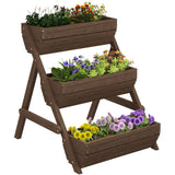 3 Tier Elevated Planter Box, Vertical Wooden Raised Garden Bed for Flowers, 26