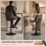 Bar Stools Set of 2, Swivel Counter Height Barstools with Back, Adjustable Height