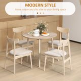 Folding Dining Table, Round Drop Leaf Kitchen Table for Small Spaces with Wood Legs