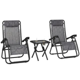 Zero Gravity Chair Set of 2 Patio Chair with Side Table Cupholders and Pillows for Pool