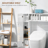 Over the Toilet Storage Cabinet, Freestanding Bathroom Organizers Cabinet with Flip Up Door and Adjustable Shelves for Laundry Room