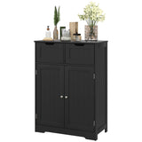 Meuble de salle de bain, Armoire de rangement pour salle de bain avec 2 tiroirs, Étagère réglable pour le salon