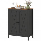 Shoe Cabinet with Barn Doors, Farmhouse Shoe Storage Cabinet with Adjustable Shelves, Holds up to 15 Pairs