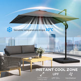 8' x 8' Offset Cantilever Patio Umbrella with Base Weights, UPF50+ Cantilever Parasol with 360° Rotation