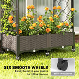 Lit de jardin surélevé avec treillage en arche, sur roues avec treillage latéral pour plantes grimpantes