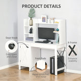 Computer Desk with Storage, 47 Inch Farmhouse Home Office Desk with Open Shelves and 2-Tier Cabinet