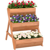 3 Tier Elevated Planter Box, Vertical Wooden Raised Garden Bed for Flowers, 26