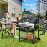 40, 000 BTU Propane Gas Grill BBQ Cart with 4 Main Burners, 1 Side Burner