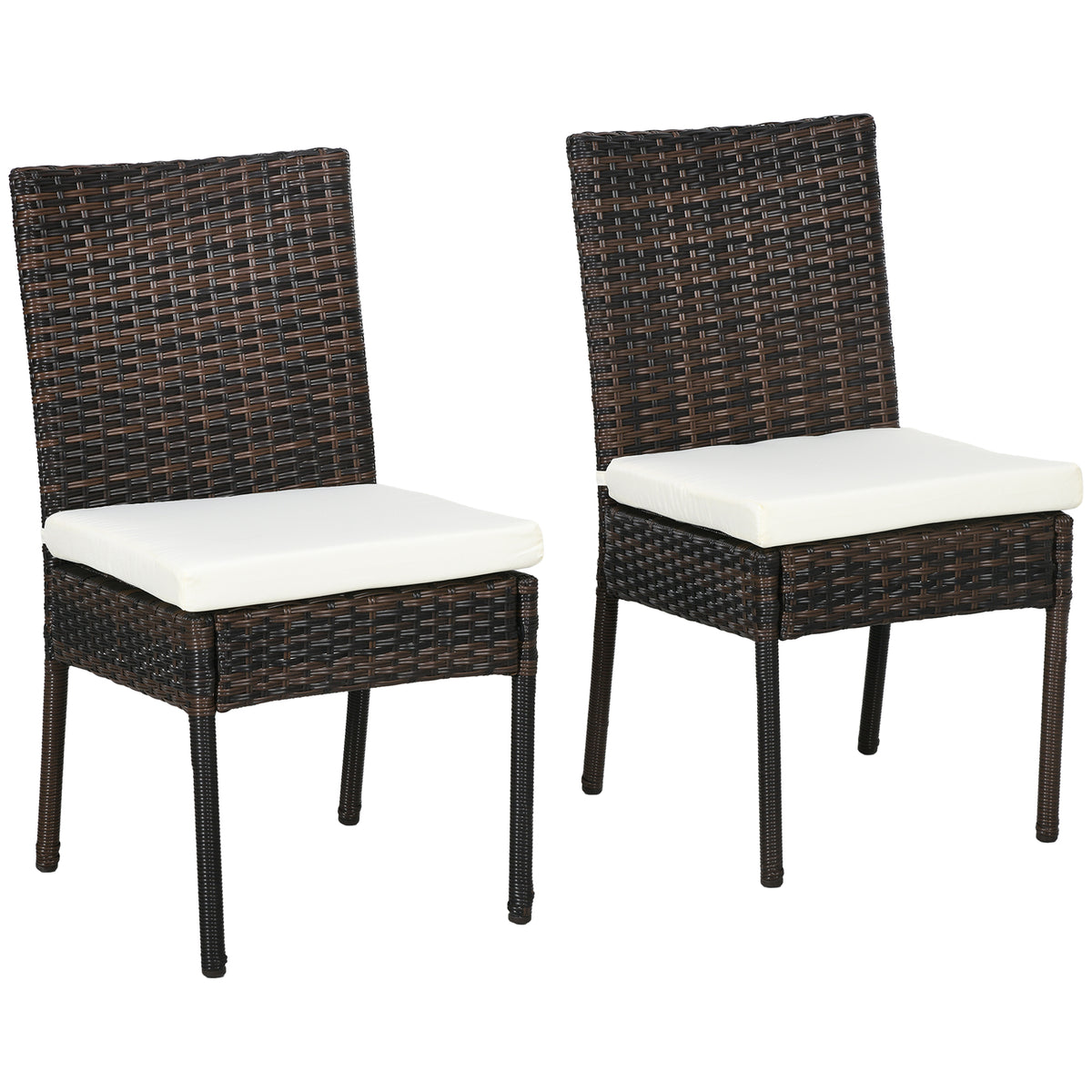 Chaises de salle à manger extérieure en rotin PE avec coussin