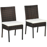 Chaises de salle à manger extérieure en rotin PE avec coussin