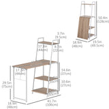 Computer Desk with Storage Sheves and Foldable Tabletop, Writing Desk for Home Office and Study