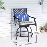 Ensemble de tabourets de bar extérieurs, lot de 2, Chaises de patio pivotantes hauteur de bar avec coussin, repose-pieds et oreiller pour bord de piscine