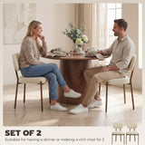 Upholstered Linen Fabric Kitchen Chairs, Modern Dining Chairs Set of 2 with Metal Legs