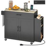 Kitchen Island with Storage, Rolling Kitchen Cart with Foldable Drop Leaf