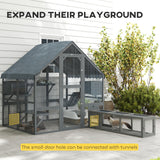Grand catio extérieur avec couverture imperméable, 2 niches de repos, 4 plateformes, pour 2-4 chatons