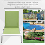 Outdoor Chaise Lounge Chair, Patio Aluminum Tanning Chair with 5-Level Adjustable Back, Portable Wheels, Breathable Mesh Fabric